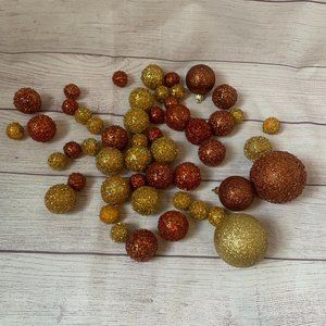 Decorative Glitter Bead Balls and Ornaments Various Sizes Fall Christmas Decor